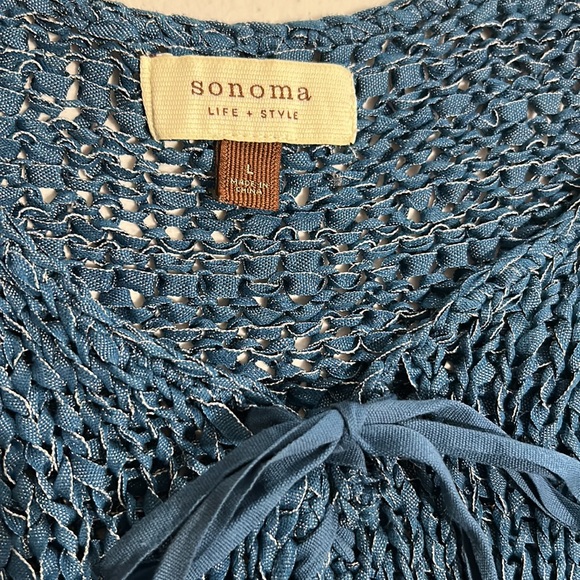 Sonoma, Blue, Woven, Long Sleeve Top, Size Large - Picture 5 of 8